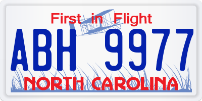NC license plate ABH9977