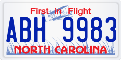NC license plate ABH9983