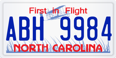 NC license plate ABH9984