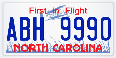NC license plate ABH9990