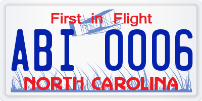 NC license plate ABI0006