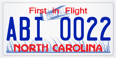 NC license plate ABI0022