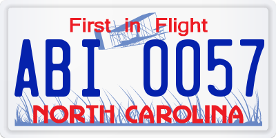 NC license plate ABI0057