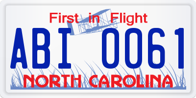 NC license plate ABI0061