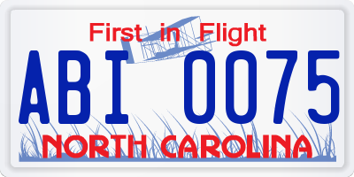 NC license plate ABI0075