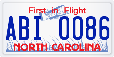 NC license plate ABI0086