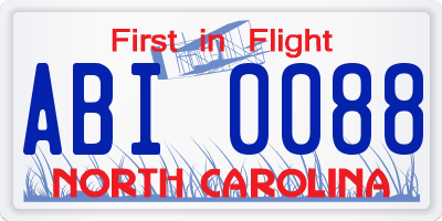 NC license plate ABI0088