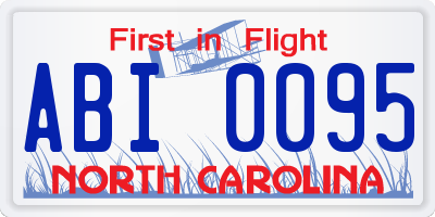 NC license plate ABI0095