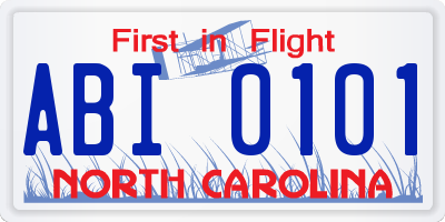 NC license plate ABI0101