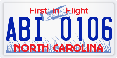NC license plate ABI0106
