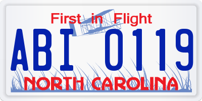 NC license plate ABI0119