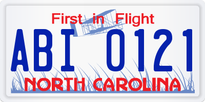 NC license plate ABI0121