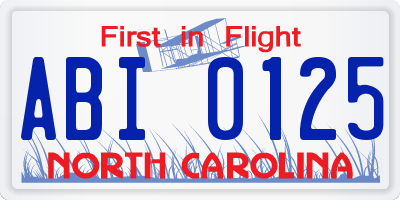 NC license plate ABI0125