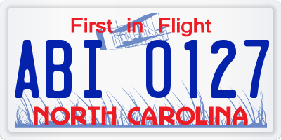 NC license plate ABI0127
