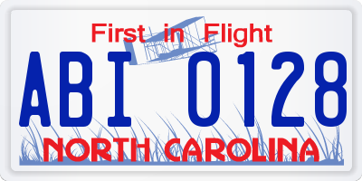 NC license plate ABI0128