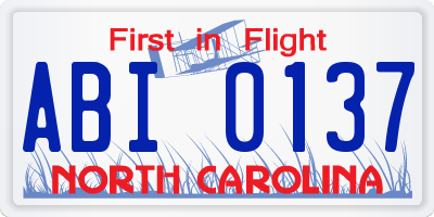 NC license plate ABI0137