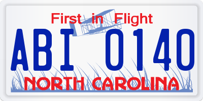 NC license plate ABI0140