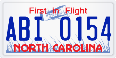 NC license plate ABI0154