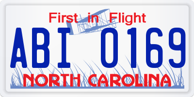 NC license plate ABI0169