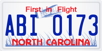 NC license plate ABI0173