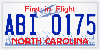 NC license plate ABI0175