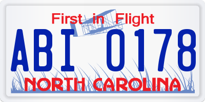 NC license plate ABI0178