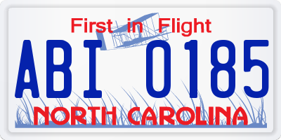 NC license plate ABI0185