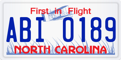 NC license plate ABI0189