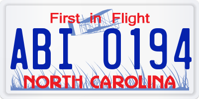 NC license plate ABI0194
