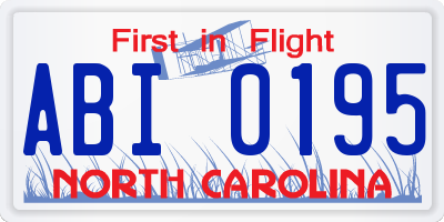 NC license plate ABI0195