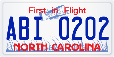 NC license plate ABI0202
