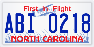 NC license plate ABI0218