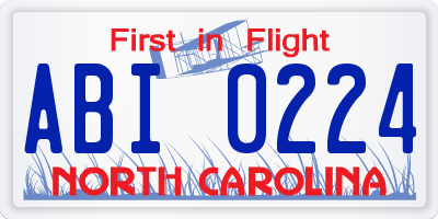NC license plate ABI0224