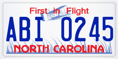 NC license plate ABI0245