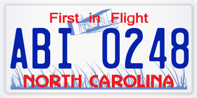 NC license plate ABI0248