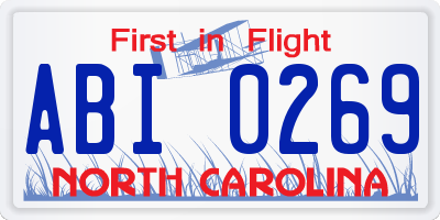 NC license plate ABI0269