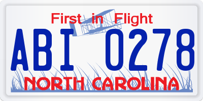 NC license plate ABI0278