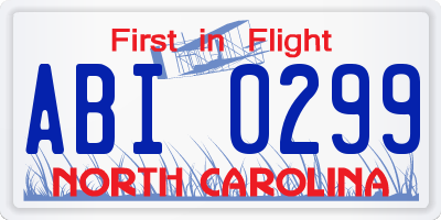 NC license plate ABI0299