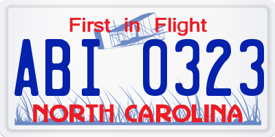 NC license plate ABI0323