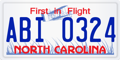 NC license plate ABI0324