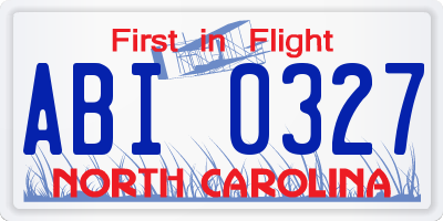 NC license plate ABI0327