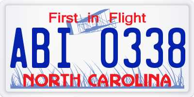 NC license plate ABI0338