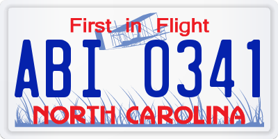 NC license plate ABI0341