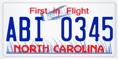 NC license plate ABI0345