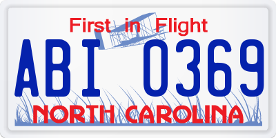 NC license plate ABI0369