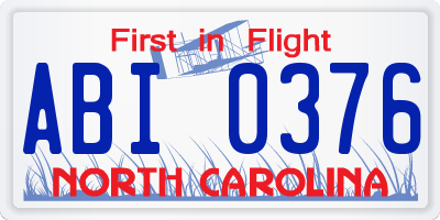 NC license plate ABI0376