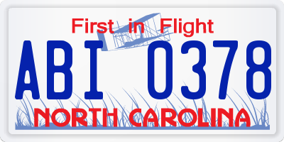 NC license plate ABI0378