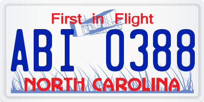 NC license plate ABI0388
