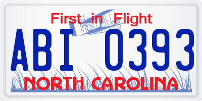 NC license plate ABI0393