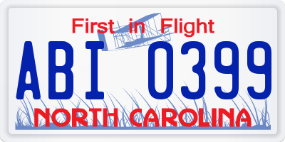 NC license plate ABI0399
